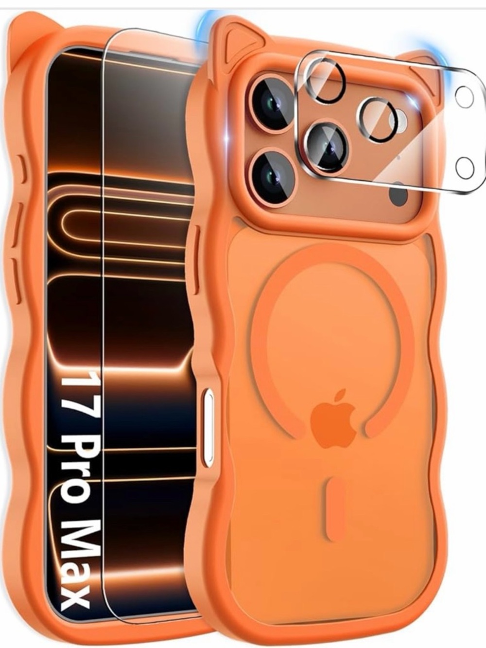 Orange iPhone 17 Pro Max Protective Case with Camera & Screen Guard